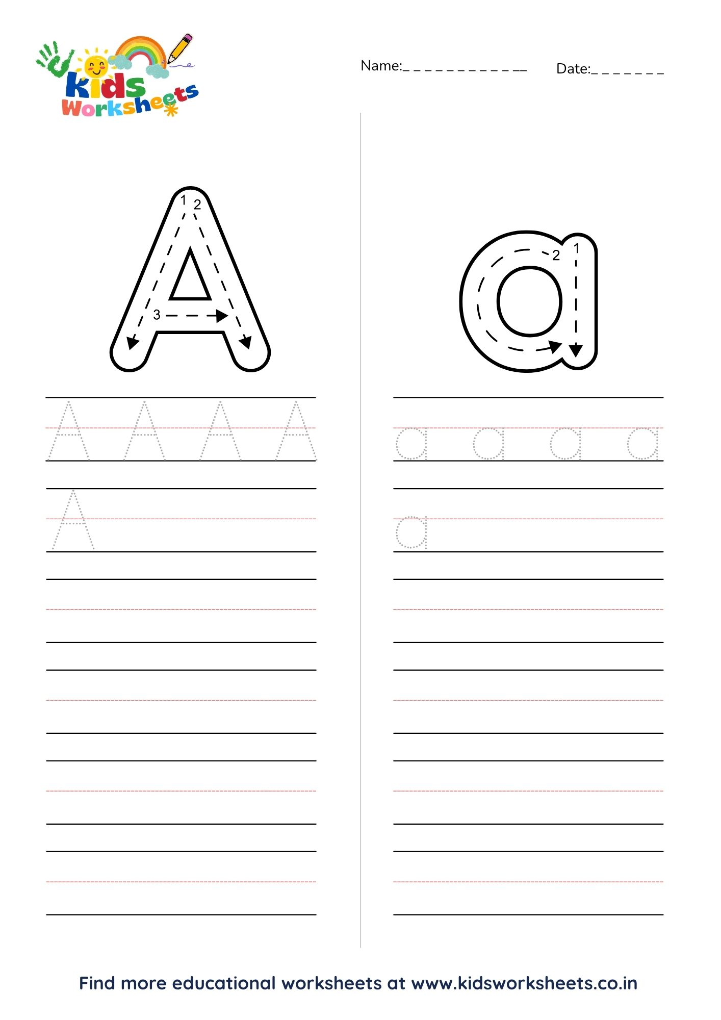 Alphabet A Tracing Worksheet preview