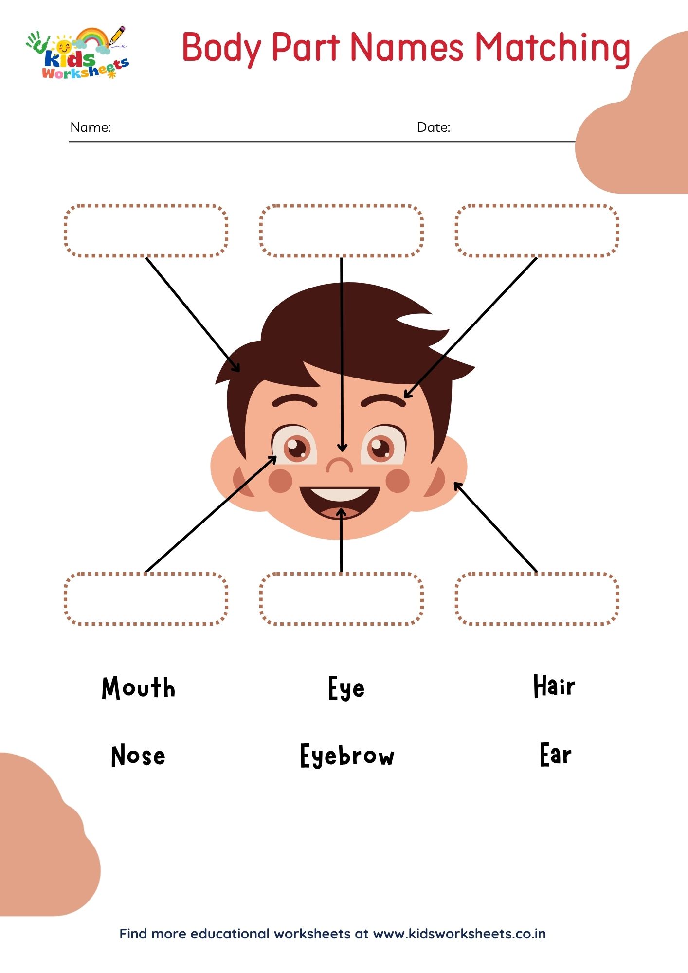Body Parts Names Matching Worksheet 2 preview