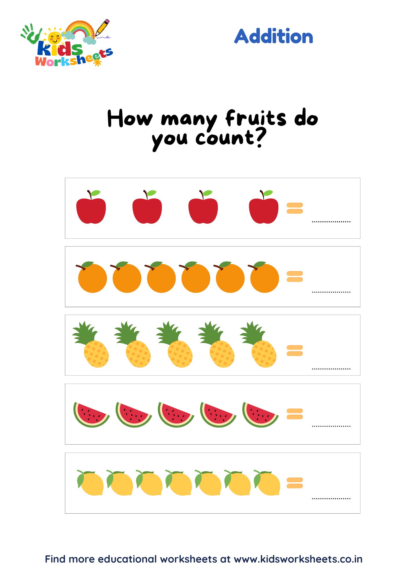 Grade 1 Addition Within 10 Worksheet preview
