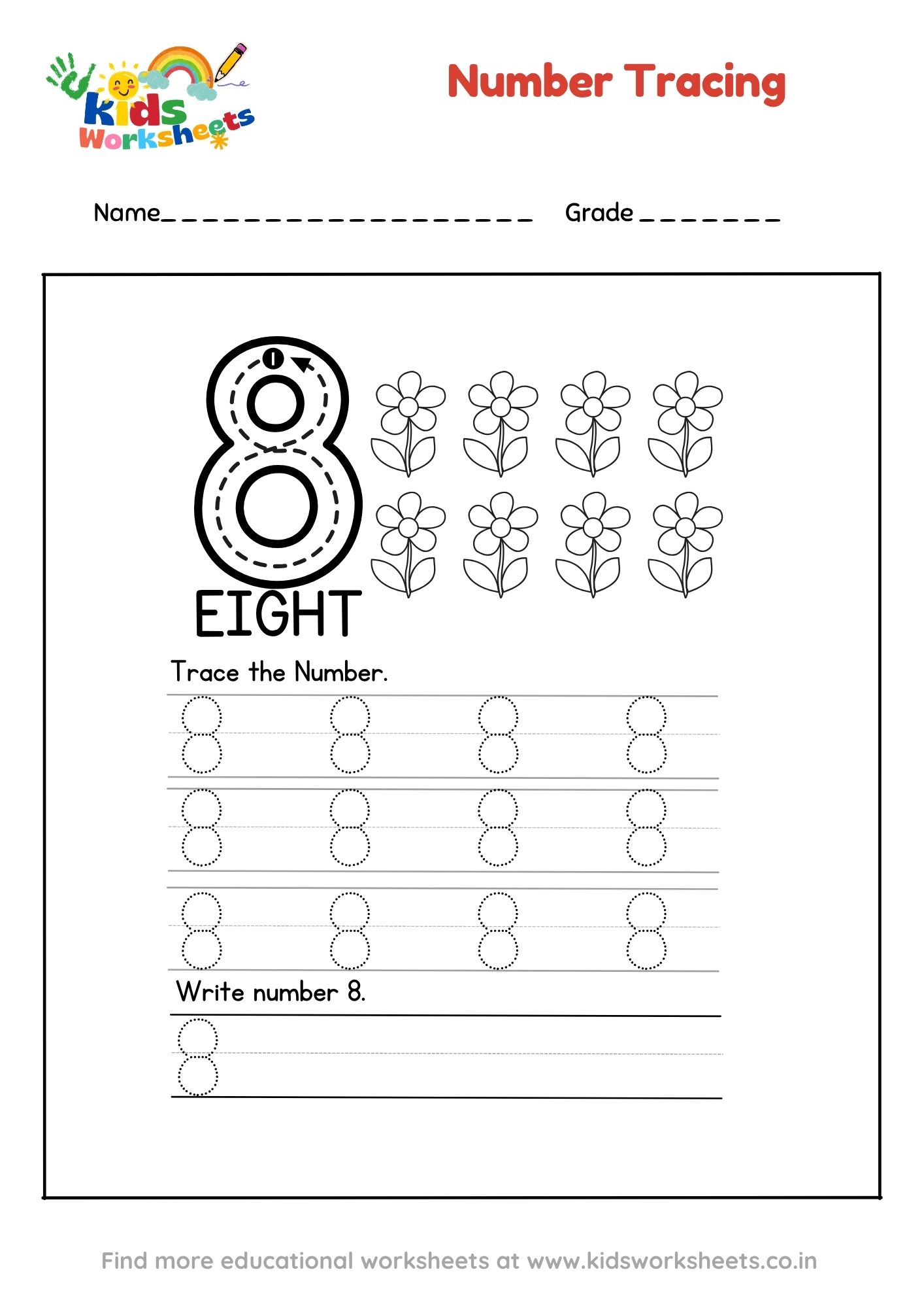 Number 8 Tracing Worksheet preview