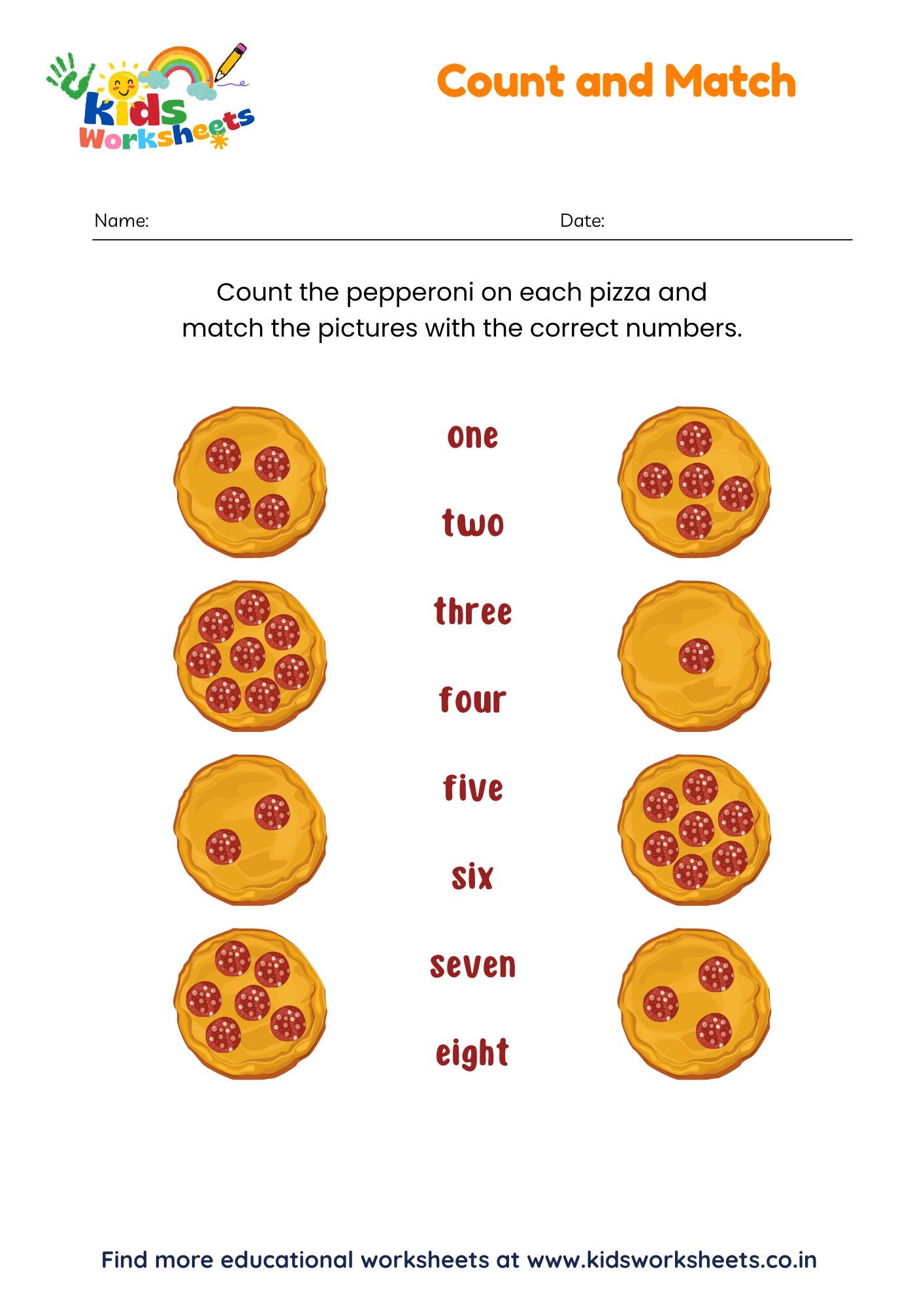 Count and Match Pizza Worksheet preview