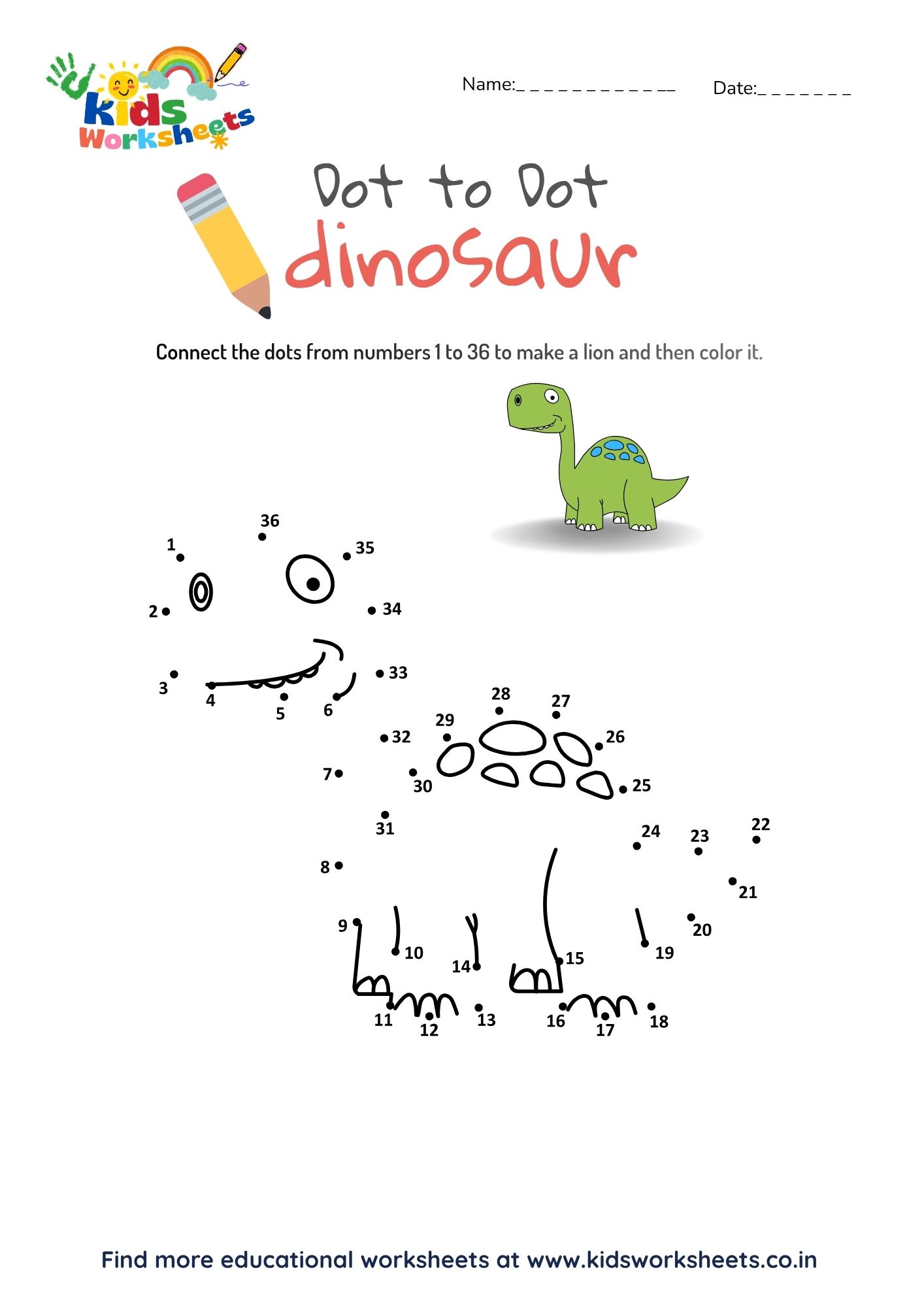Dot to Dot - Dinosaur preview
