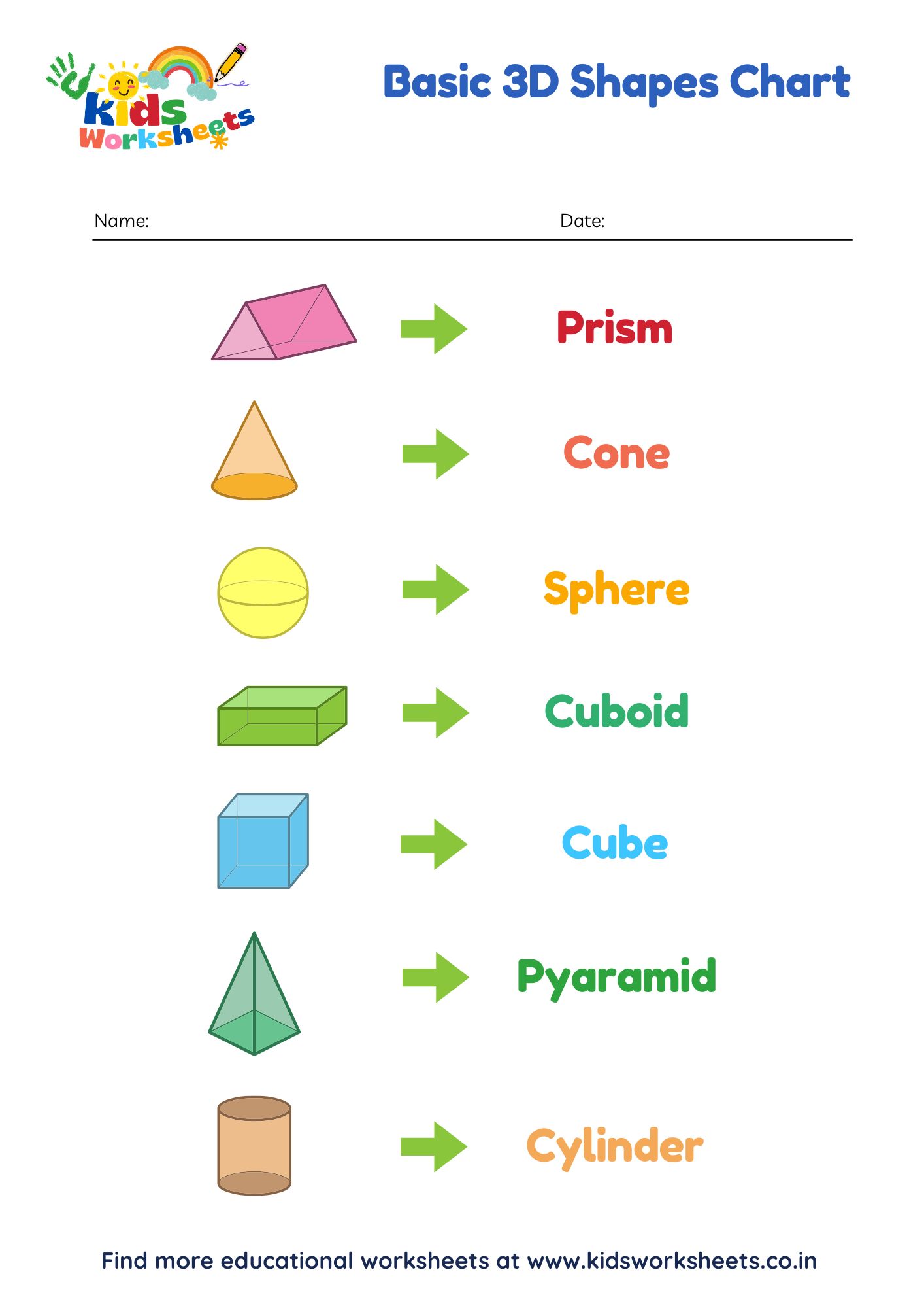 3D Shapes Chart for Kids preview