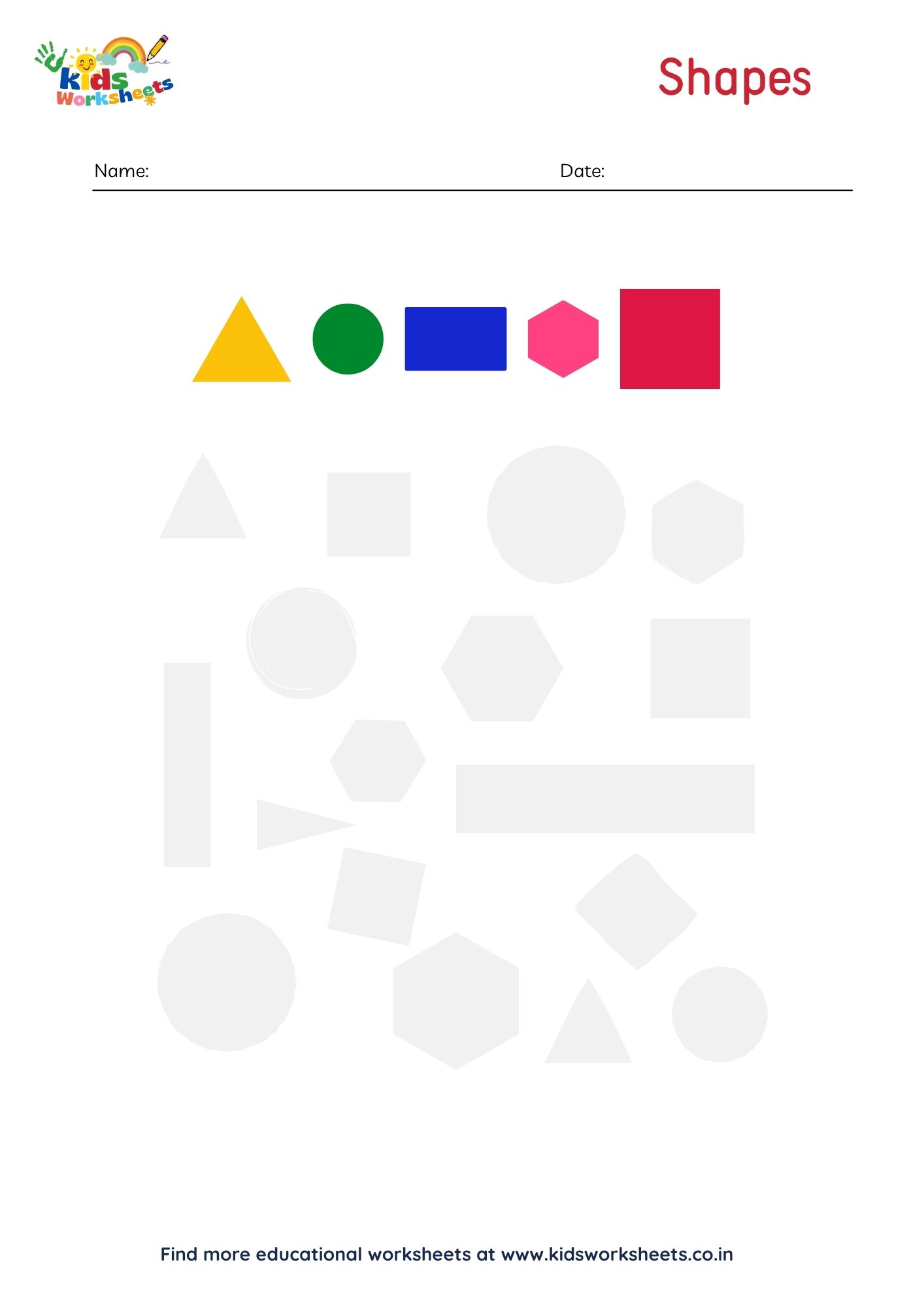 Color Shapes Worksheet for Kids 1 preview
