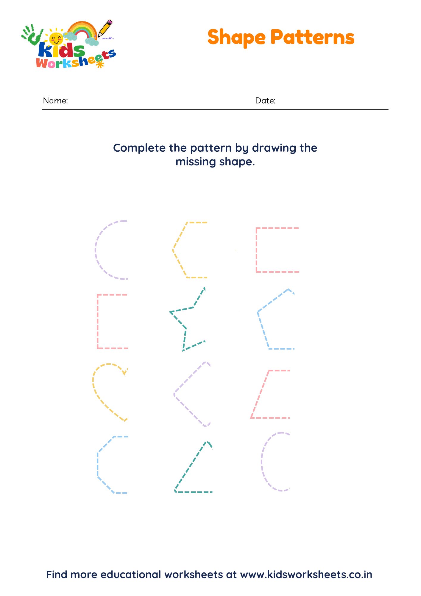 Shape Patterns Worksheet preview